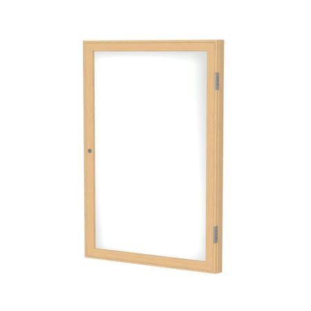 Ghent Enclosed Whiteboard, 1 Door, Por/Mag, Oak Frame, 3 ft H x 30 in W, White PW13630M-M1